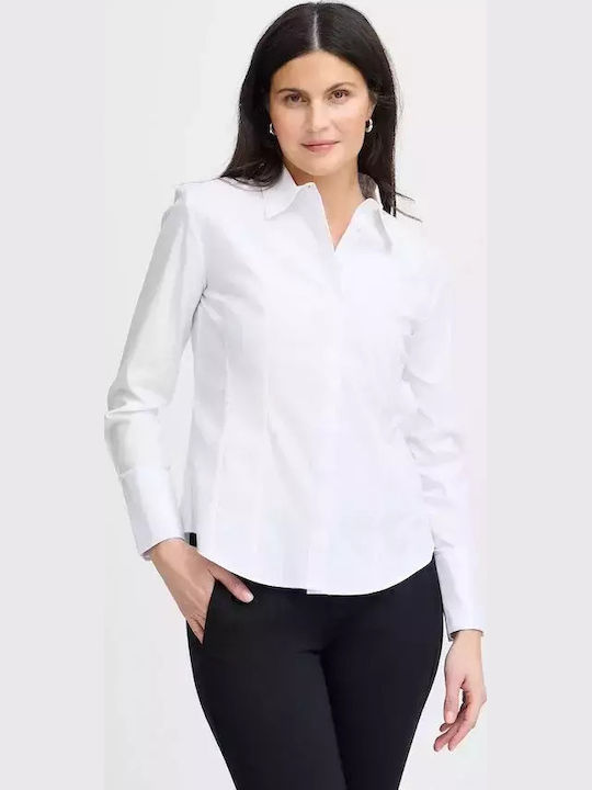 Langärmelig Damen Hemd White