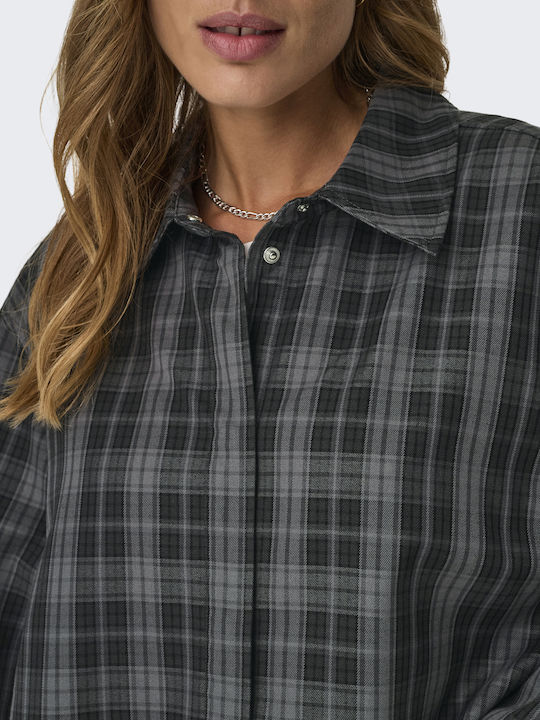 Γυναικείο Καρό Γκρι Overshirt Oversized
