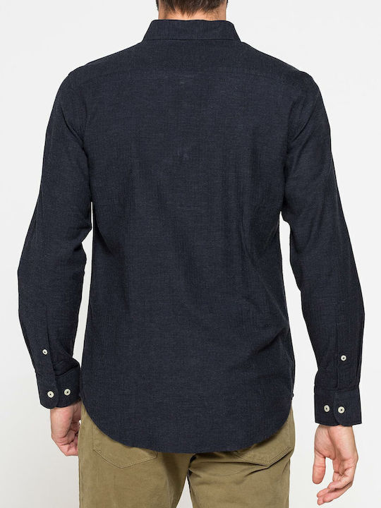 Long-sleeved Cotton Shirt Blue