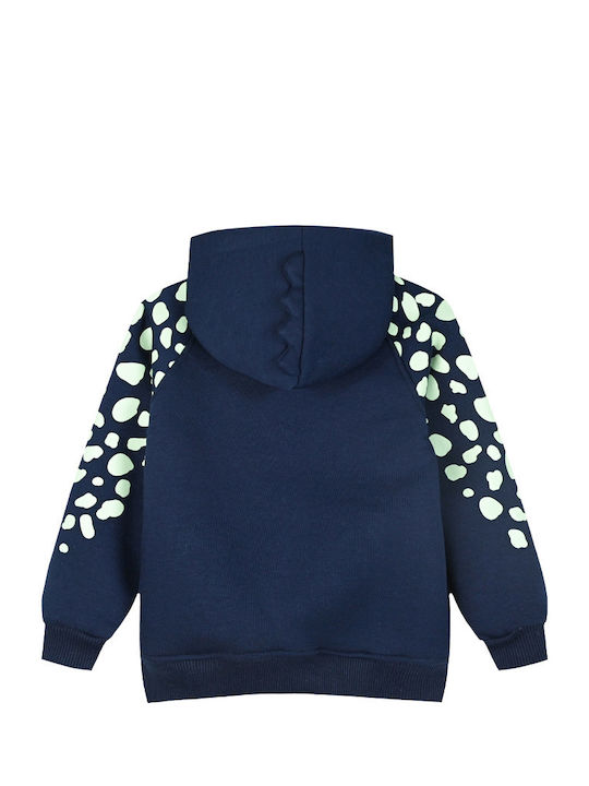 Kids Sweatshirt Cardigan With Hood And Pockets Marine