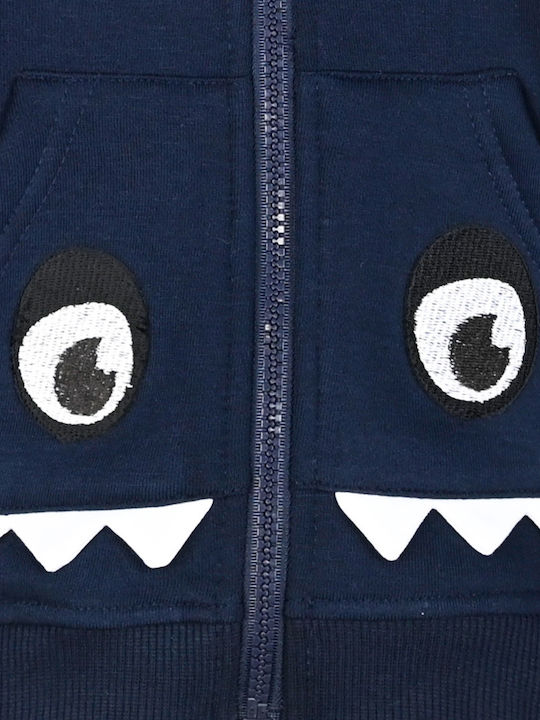 Kids Sweatshirt Cardigan With Hood And Pockets Marine