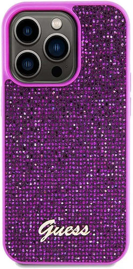 Guess Disco Metal Script Umschlag Rückseite Kunststoff Fuchsie (iPhone 14 Pro Max)