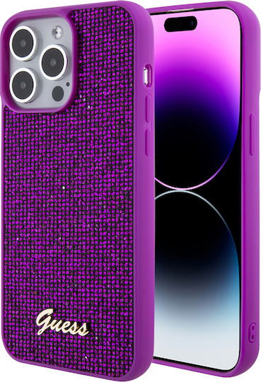 Guess Disco Metal Script Umschlag Rückseite Kunststoff Fuchsie (iPhone 14 Pro Max)