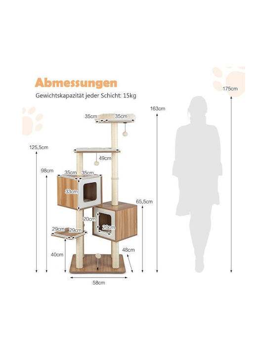 Costway Kratzbaum Katzenbäume Braun mit Höhe 163cm