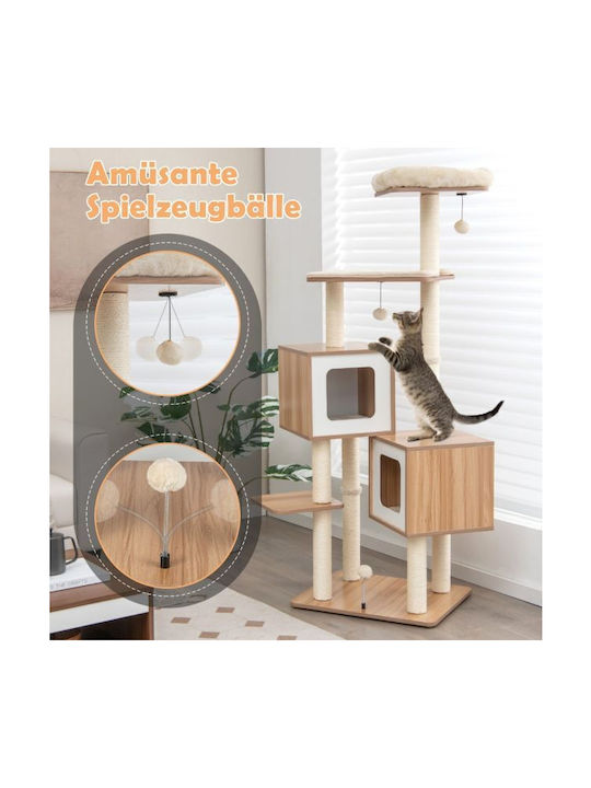 Costway Kratzbaum Katzenbäume Braun mit Höhe 163cm