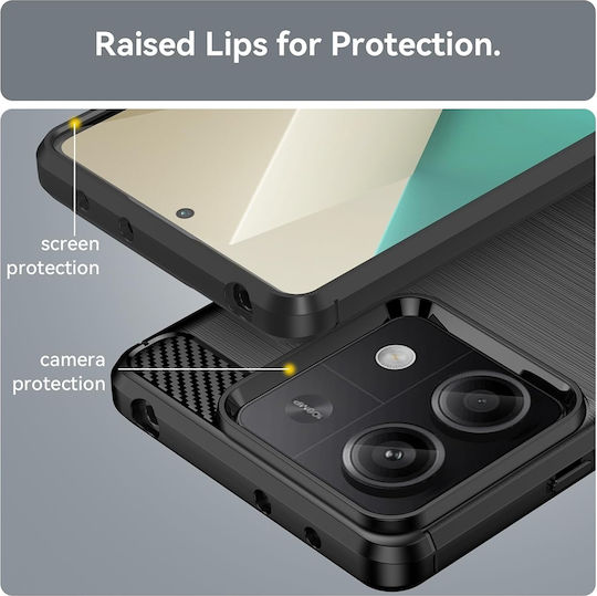 Techsuit Carbon Задна корица Силикон Черен (Redmi Note 13 5G)
