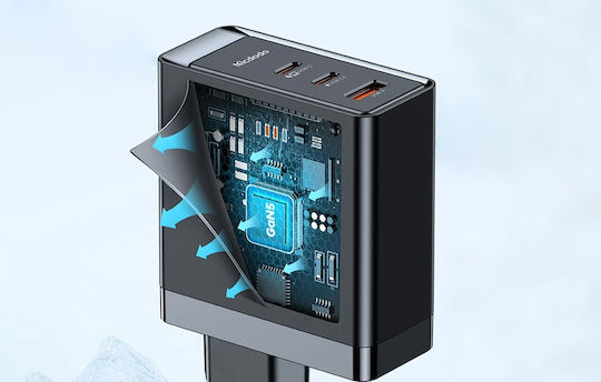 Mcdodo Φορτιστής Χωρίς Καλώδιο GaN με Θύρα USB-A και 2 Θύρες USB-C 140W Μαύρος (GaN CH-2911)