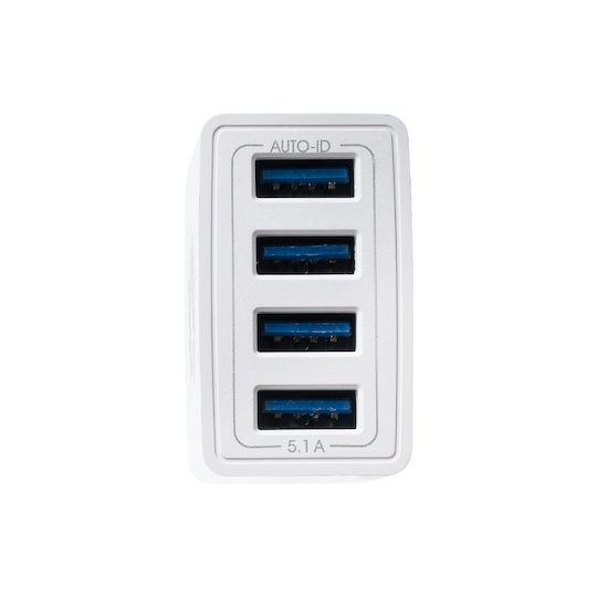 GloboStar Ladegerät ohne Kabel mit 4 USB-A Anschlüsse Weißs (69997)