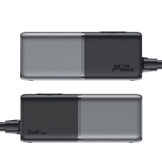 Acefast Βάση Φόρτισης GaN με 2 Θύρες USB-A και 3 Θύρες USB-C 75W Power Delivery σε Μαύρο χρώμα (Z2)