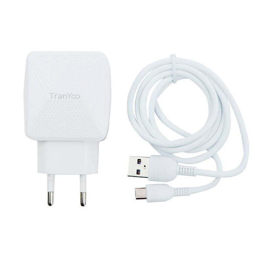Tranyoo Зарядно без кабел с 2 USB-A порта Бял (V14)