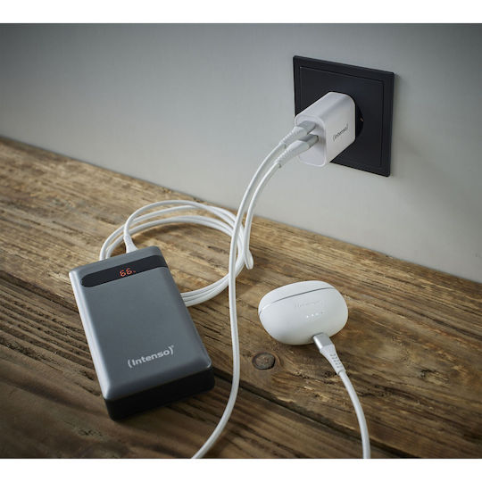 Intenso Charger Without Cable with USB-A Port and USB-C Port 30W Whites (W30AC)