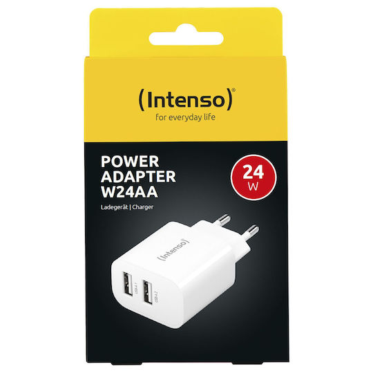 Intenso Charger Without Cable with 2 USB-A Ports 24W Whites (W24AA)