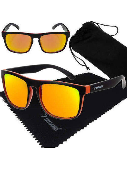 Trizand Sunglasses with Black Plastic Frame and Orange Polarized Mirror Lens