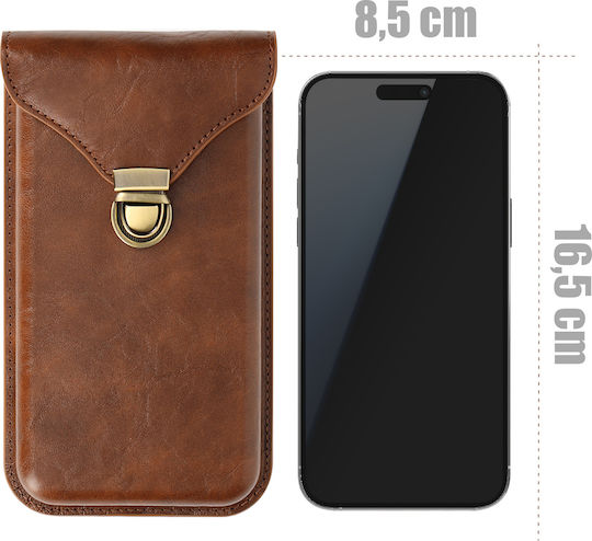 Калъф за колан Avizar Вертикален за смартфони до 6.7'' Тъмнокафяв