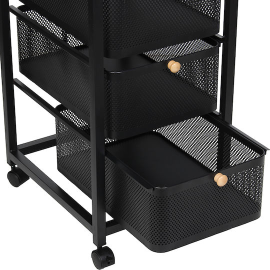 Keskor Küchengestell Metallisch Mit 3 Ebenen Schwarz 40x32.5x64cm