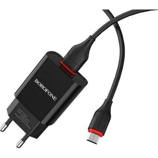 Borofone Charger with 2 USB-A Ports and Cable micro USB Blacks (DBN4)