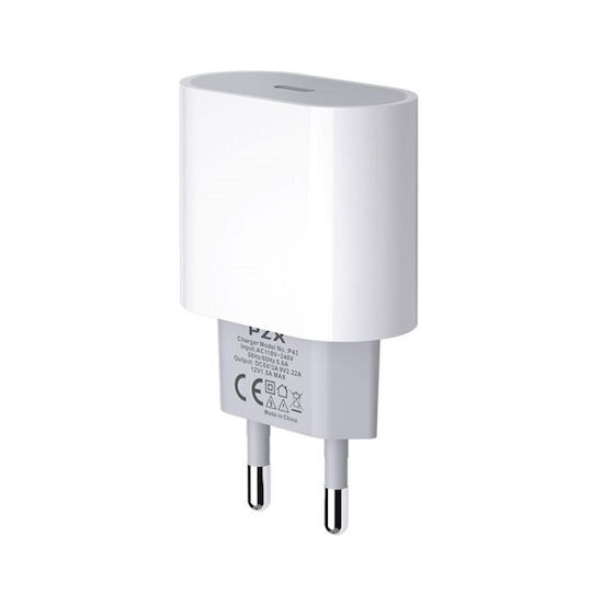 PZX Φορτιστής Χωρίς Καλώδιο με Θύρα USB-C Λευκός (PZX P43)