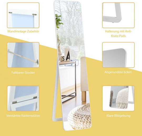 Costway Καθρέπτης με Λευκό Ξύλινο Πλαίσιο 160x37cm