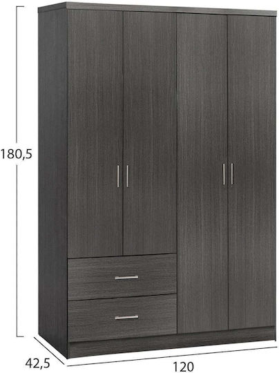 BRIANA Τετράφυλλη Ντουλάπα 120x42.5x180.5cm BRIANA Τετράφυλλη Ντουλάπα 120x42.5x180.5cm