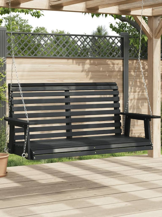 Κρεμαστή Κούνια 2 Θέσεων Ξύλινη Μ122.5xΠ63xΥ56cm Μαύρη