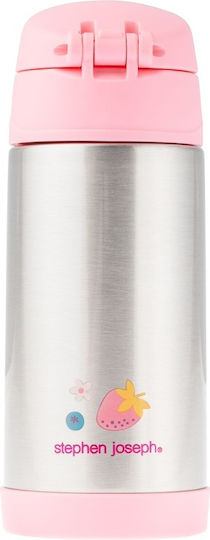 Stephen Joseph Kids Water Bottle Thermos Stainless Steel with Straw Non Spill Fruit 325ml