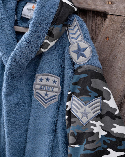 Rythmos Kids Hooded Bathrobe Army Blue