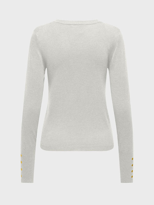 Only Damen Pullover mit Knöpfen White