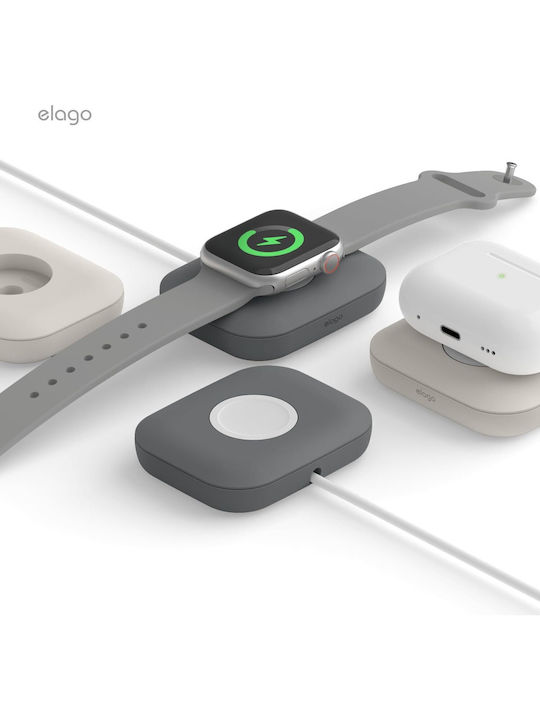 Elago Магнитно Зарядно за Apple Watch Galaxy Watch Тъмно Сиво