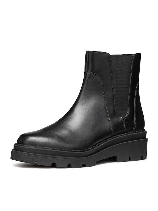 Felleny Leather Women's Ankle Boots with Medium Heel Black