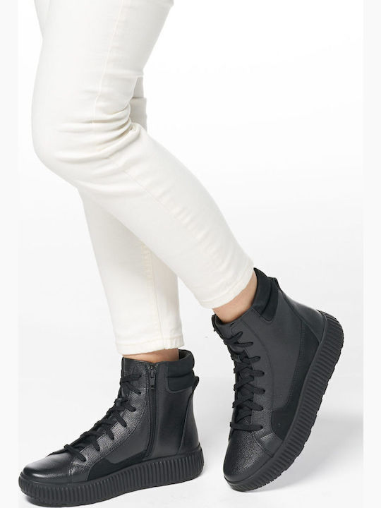 D Graisy Leather Women's Ankle Boots Black