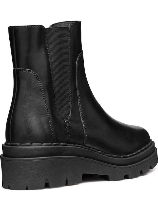Felleny Leather Women's Ankle Boots with Medium Heel Black
