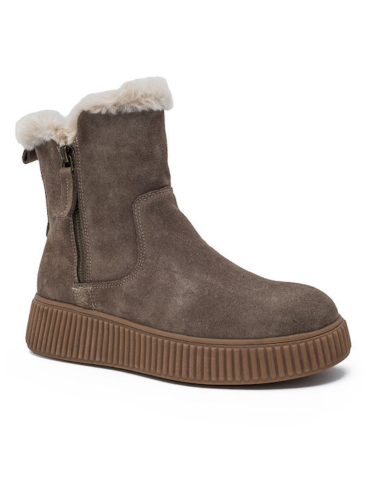 Leder Stiefeletten Damen Braun