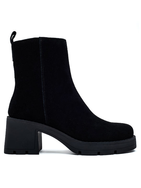 Leder Stiefeletten Damen Schwarz