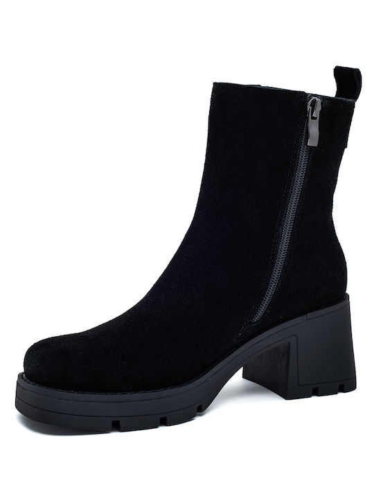 Leder Stiefeletten Damen Schwarz