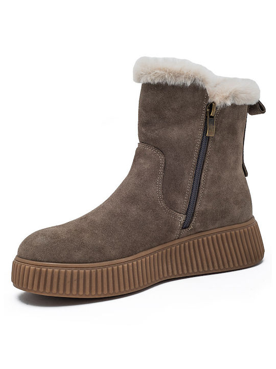Leder Stiefeletten Damen Braun