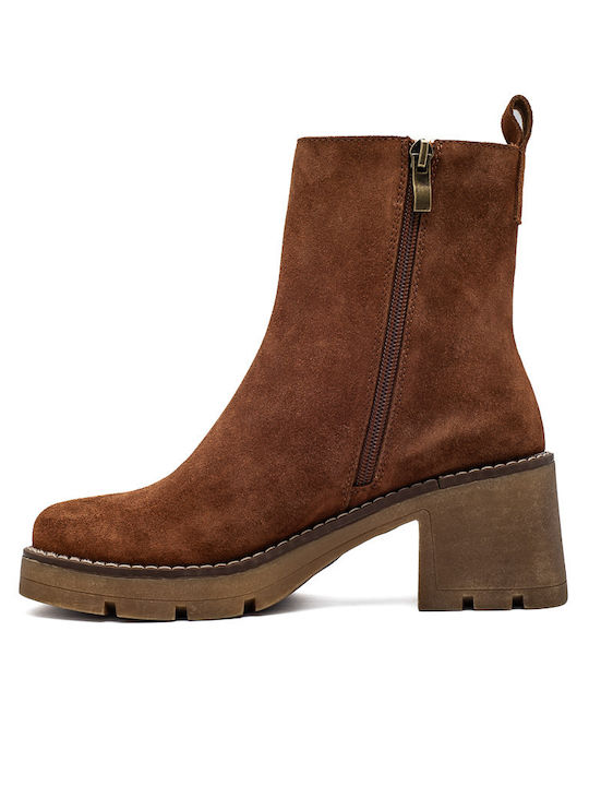 Leder Stiefeletten Damen Braun