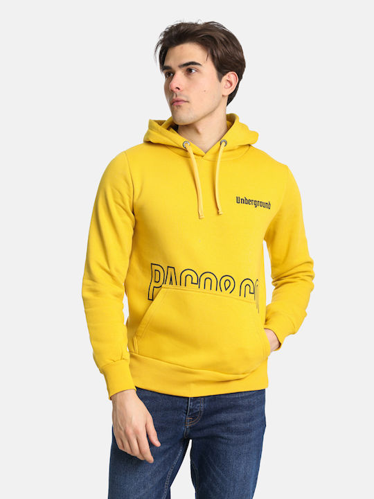 Paco & Co Herren Sweatshirt mit Kapuze und Taschen Yellow