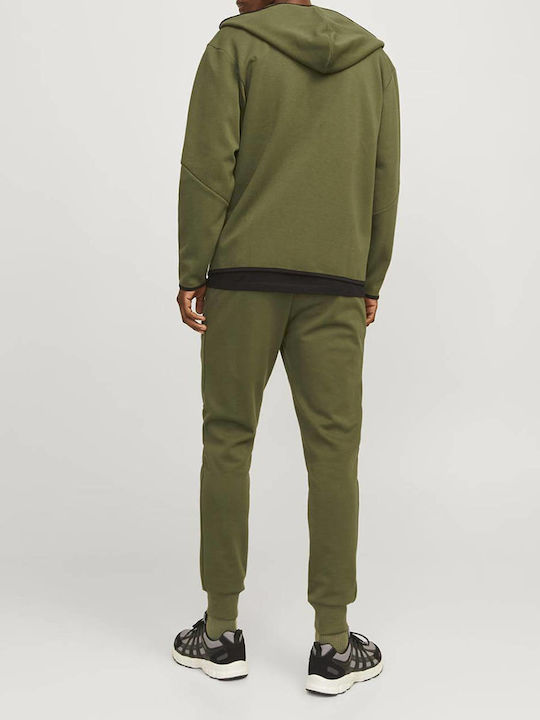 Jack & Jones Ζακέτα Cypress Olive με Κουκούλα