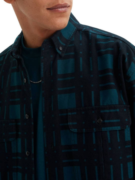 Long-sleeved Cotton Shirt Checked Black