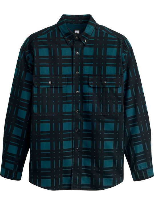 Long-sleeved Cotton Shirt Checked Black