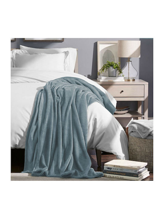 TnS Super Soft Blanket Fleece Double 200x220cm. Pale Blue