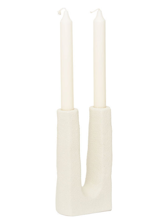 Urban Nature Culture Amsterdam Candle Holder Ceramic in White Color 5x20x20cm 1pcs