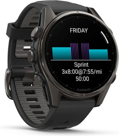 Garmin Fenix 8 Titanium 43mm Waterproof Smartwatch with Heart Rate Monitor (Sapphire, Carbon Grey Dlc Titanium With Black/pebble Grey Silicone Band)