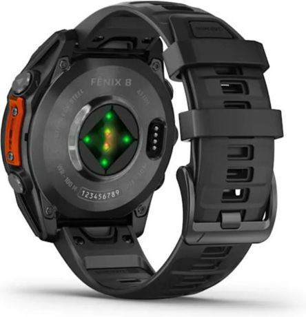 Garmin Fenix 8 Stainless Steel 47mm Waterproof Smartwatch with Heart Rate Monitor (Slate Grey With Black Silicone Band)