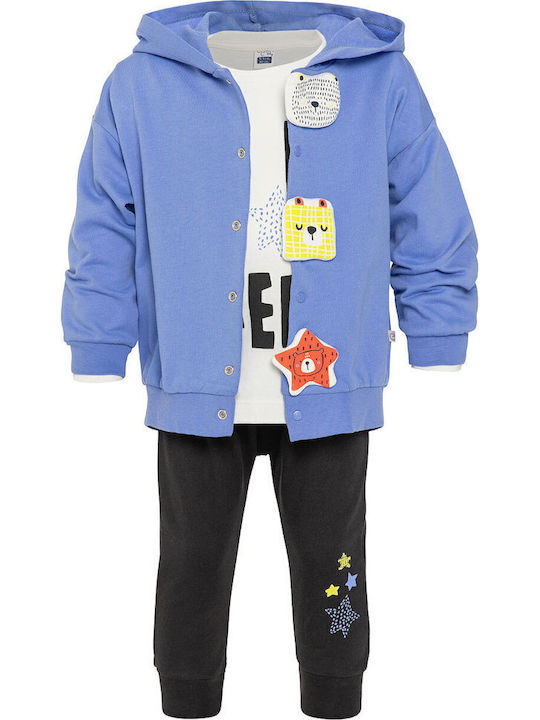 Baby Clothing Set 3pcs T-shirt Pants Tracksuit + Petrol Snap Jacket Baby Clothing Set 3pcs T-shirt Pants Tracksuit + Petrol Snap Jacket
