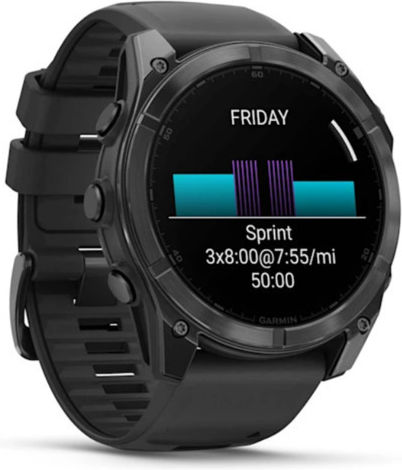 Garmin Fenix 8 Stainless Steel 51mm Waterproof Smartwatch with Heart Rate Monitor (Slate Grey With Black Silicone Band)