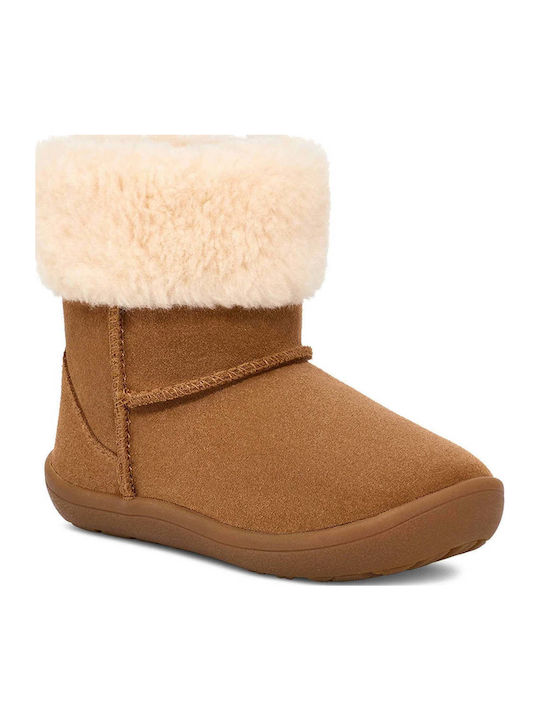 Sammee Suede Kids Boots with Velcro Brown