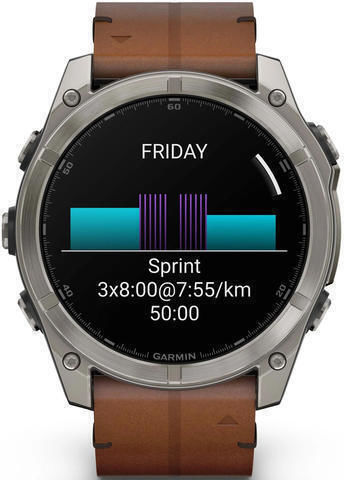 Garmin Fenix 8 Titanium 51mm Waterproof Smartwatch with Heart Rate Monitor (Sapphire, Titanium with Chestnut Leather Band)