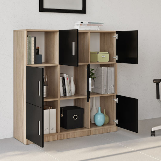 Bibliotecă Elmstead Stejar/Negru 119.9x37.6x121.8 cm