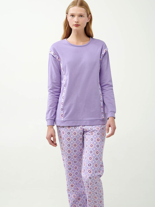 Vamp Winter Damen Pyjama-Set Lila